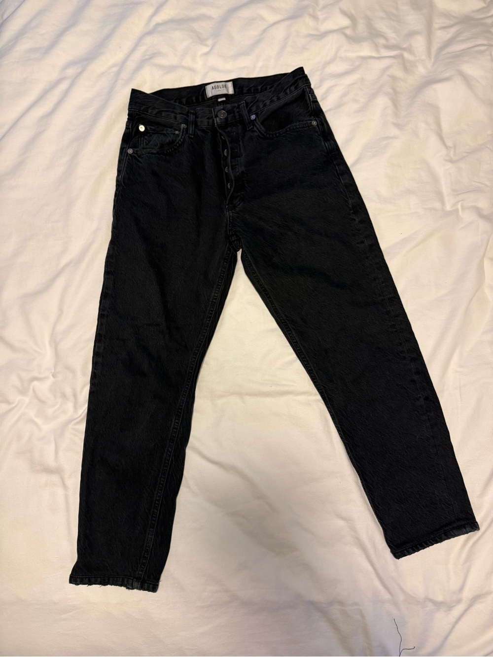 Agolde Black Relaxed Button-Fly Denim